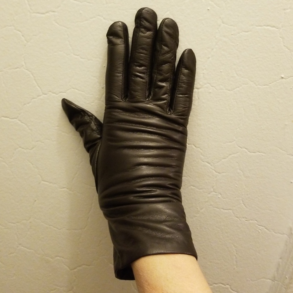 BROWN LEATHER GLOVES/CASHMERE LINED SIZE S/M/L NWT